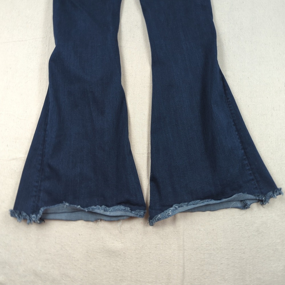 Flying Monkey Jeans Womens 27 Blue High Rise Flare Stretch Distressed Frayed - Picture 14 of 15